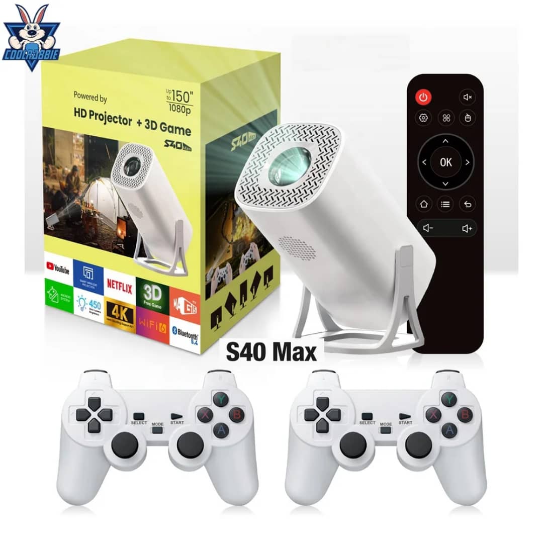 Projecteur HD de haute qualité de 1080p + jeux + 2 manettes de jeux.